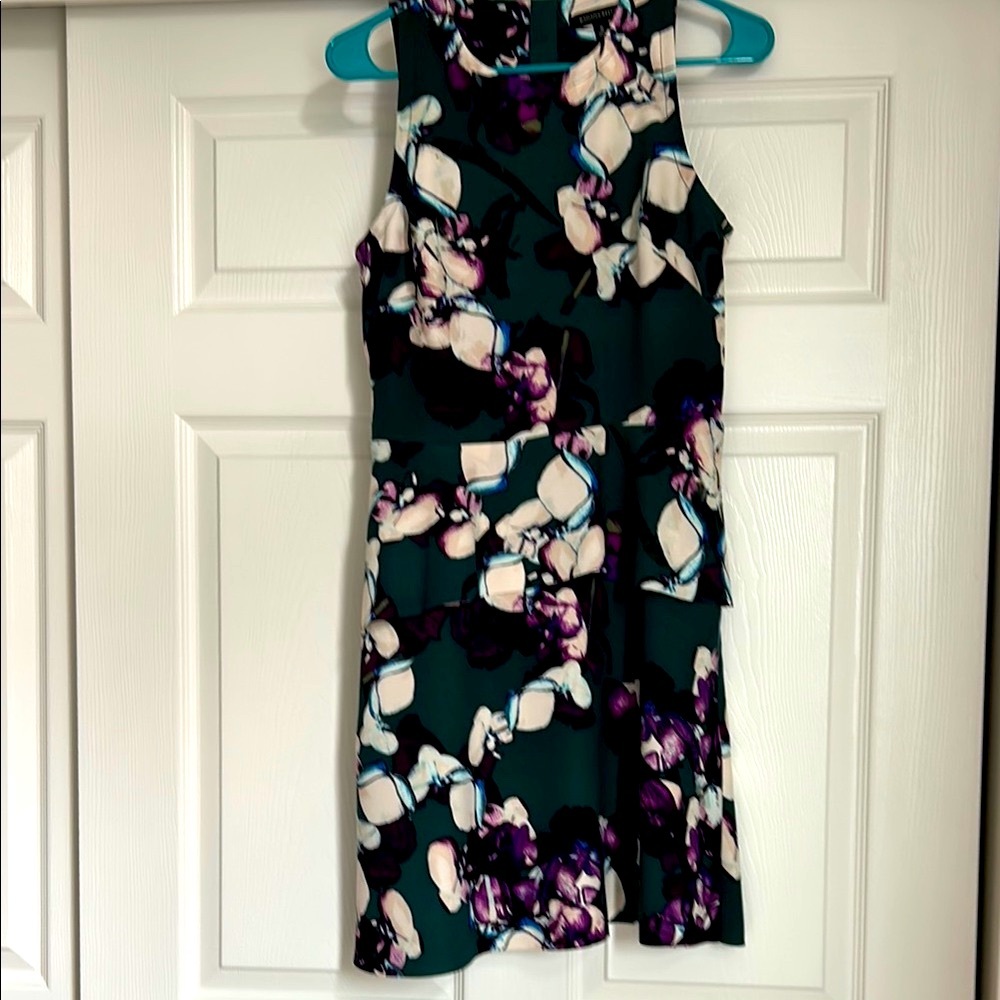 Floral Sleeveless Dress - Green and Purple